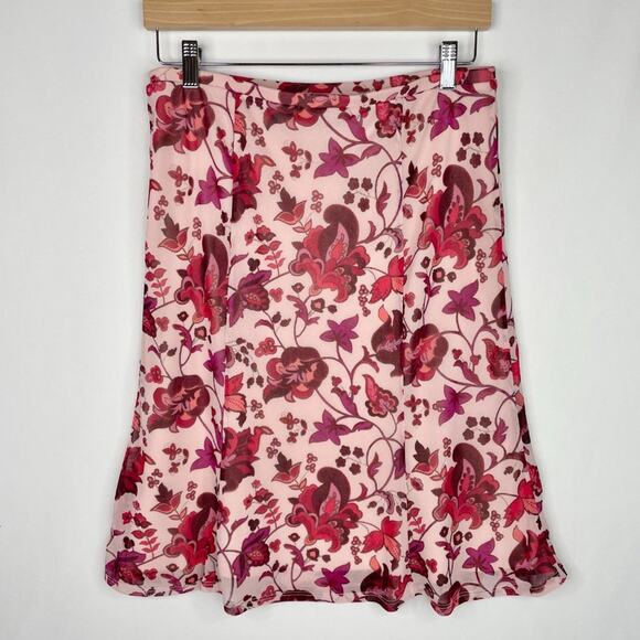 Express Pink Floral Flutter Midi Skirt M/L - Picture 2 of 7